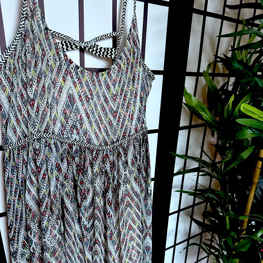 Free People flowy braided straps and low back cut dress